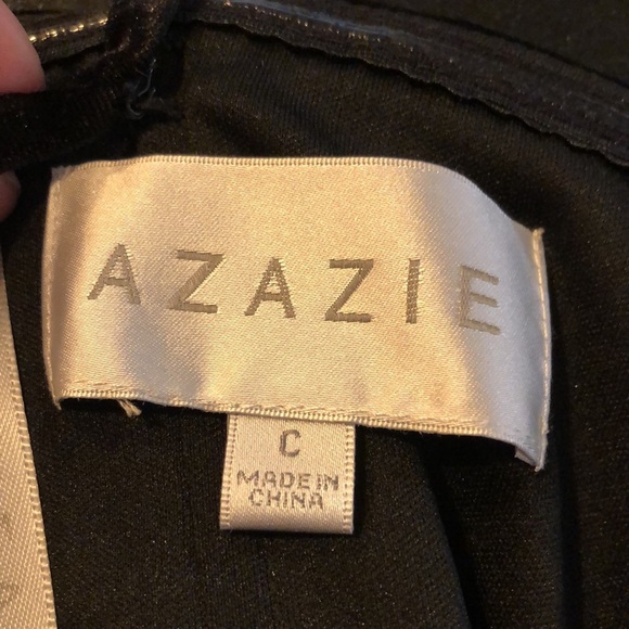 AZAZIE Beautiful Black Velvet High Front Leg Slit Optional Removable Straps S/C - Picture 11 of 16